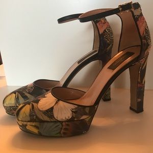 Valentino butterfly-print leather/canvas platform